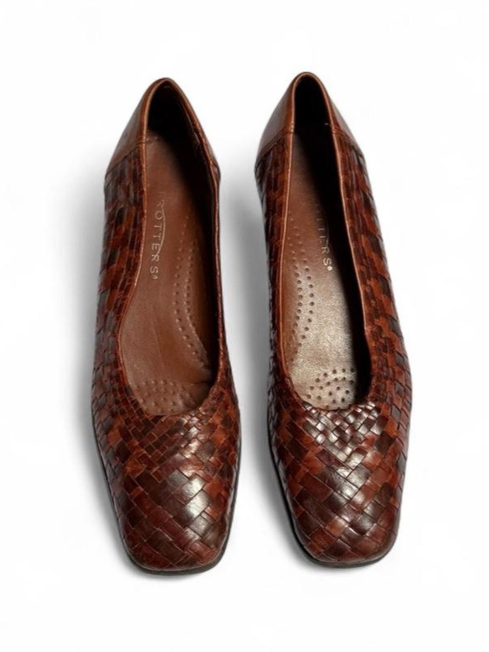 Vintage Trotters Brown Woven Leather 1.5" Block